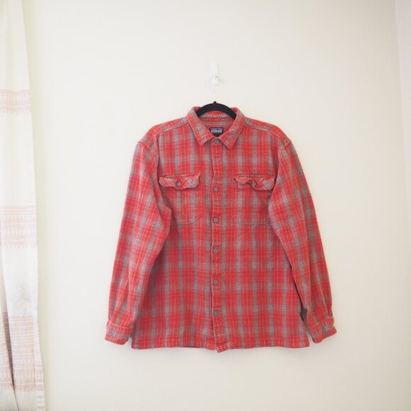 Patagonia Fjord Ramble Red Long Sleeve Button Up Shirt sz L - Picture 2 of 6